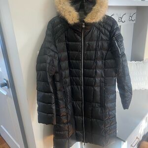 Marc New York Black Puffer Jacket with Fur Hood
